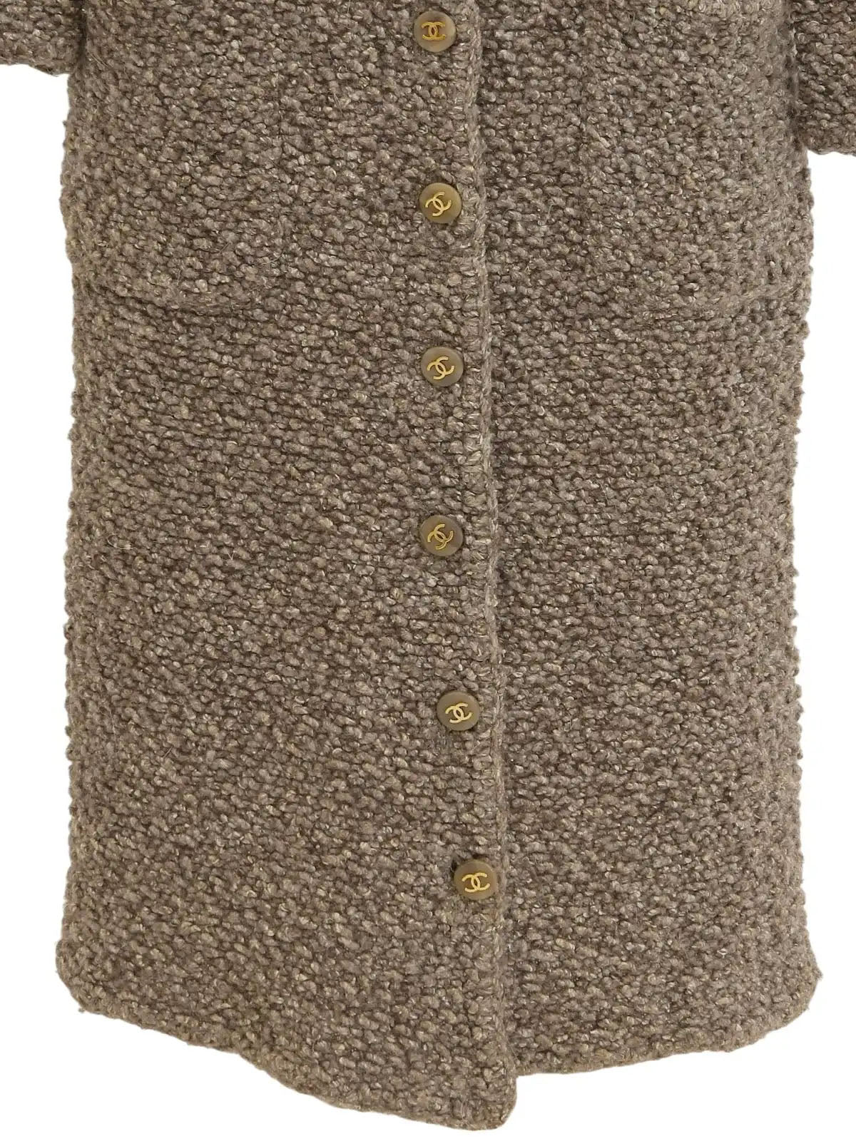 CC Mark Button Wool Long Coat, Ivory/Multi
