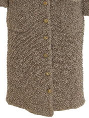 CC Mark Button Wool Long Coat, Ivory/Multi