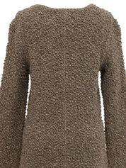 CC Mark Button Wool Long Coat, Ivory/Multi