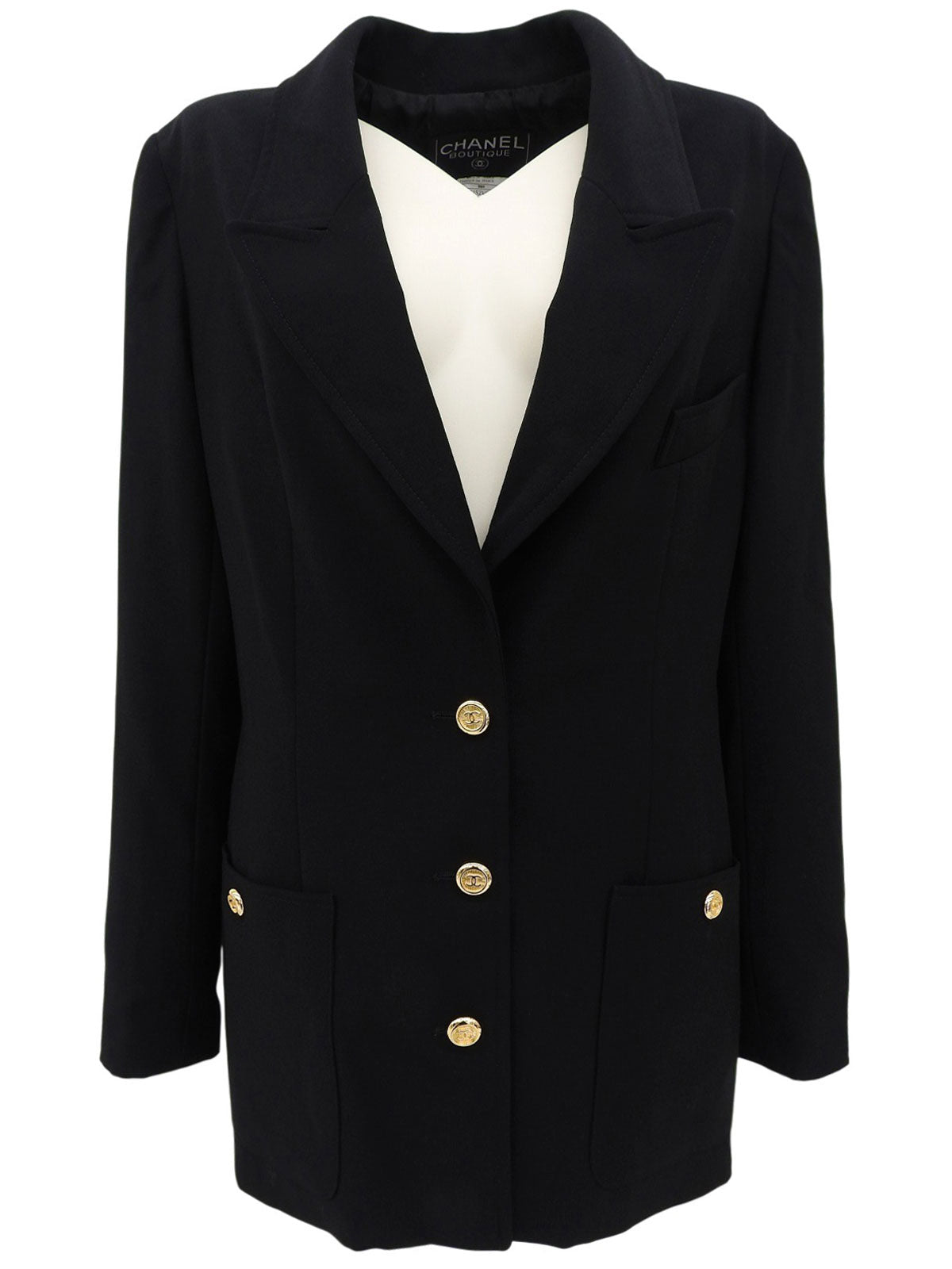 1996年製 ウールCCマークボタンジャケット ブラック