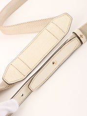 Macadam Pattern Logo Plate Shoulder Bag Beige
