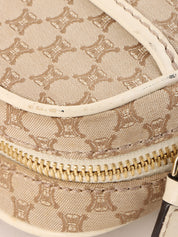 Macadam Pattern Logo Plate Shoulder Bag Beige
