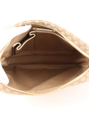 Macadam Pattern Logo Plate Shoulder Bag Beige