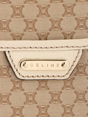 Macadam Pattern Logo Plate Shoulder Bag Beige