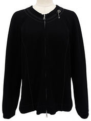 Ribbon Logo Charm Zip-Up Sweatshirt in Black