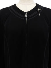 Ribbon Logo Charm Zip-Up Sweatshirt in Black