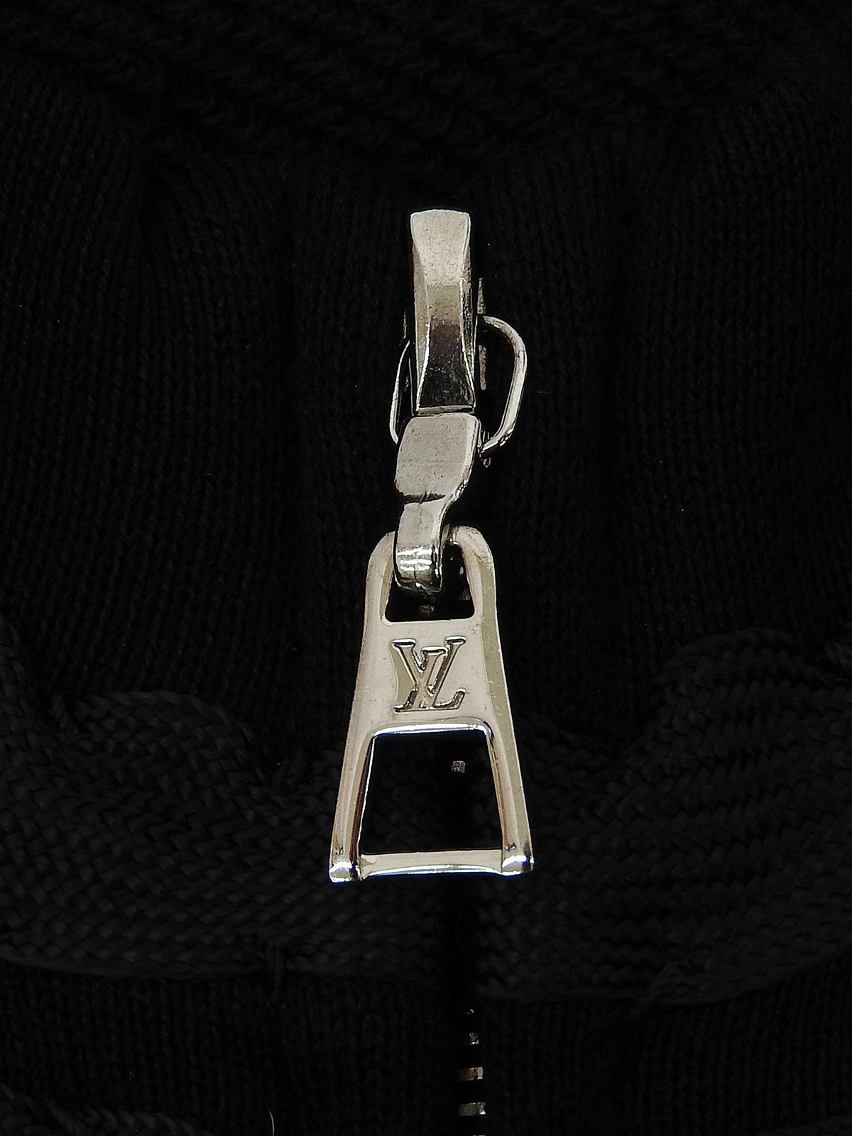 Ribbon Logo Charm Zip-Up Sweatshirt in Black