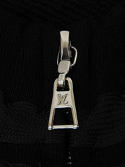 Ribbon Logo Charm Zip-Up Sweatshirt in Black