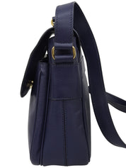 Circle Logo Embossed Shoulder Bag Blue