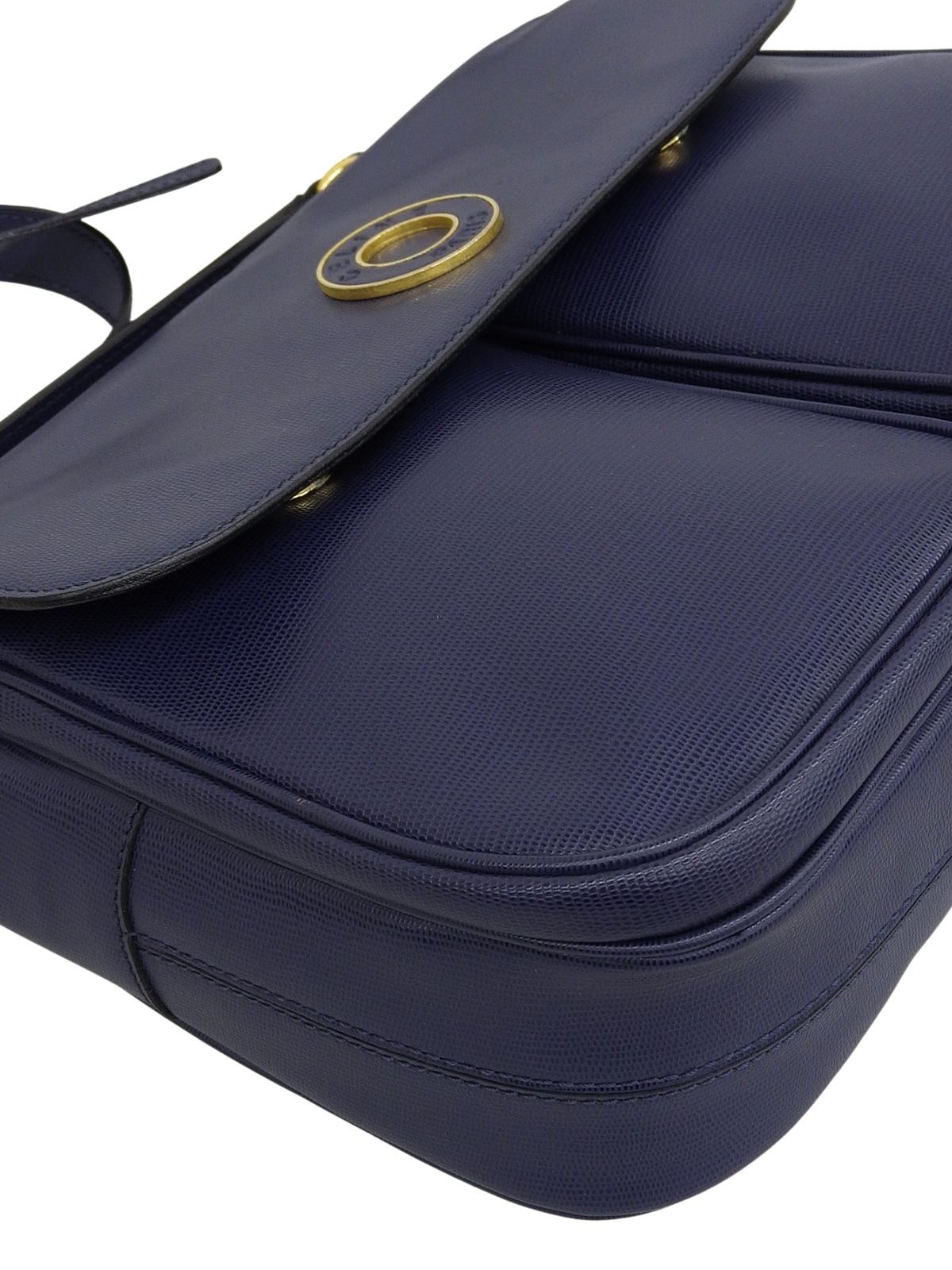 Circle Logo Embossed Shoulder Bag Blue