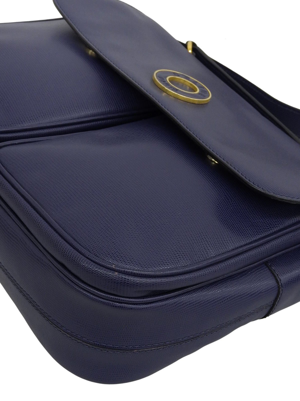 Circle Logo Embossed Shoulder Bag Blue