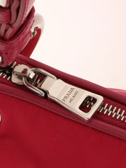 Pink nylon logo plate one-shoulder bag