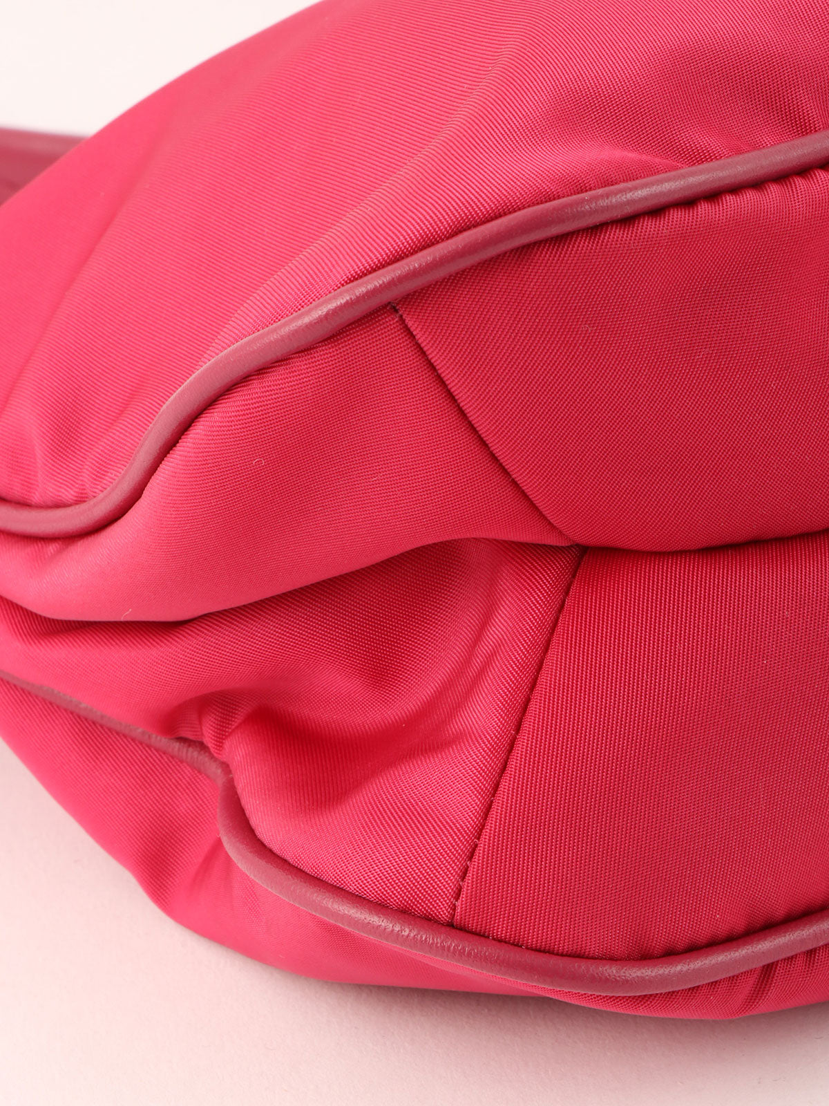 Pink nylon logo plate one-shoulder bag