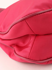 Pink nylon logo plate one-shoulder bag