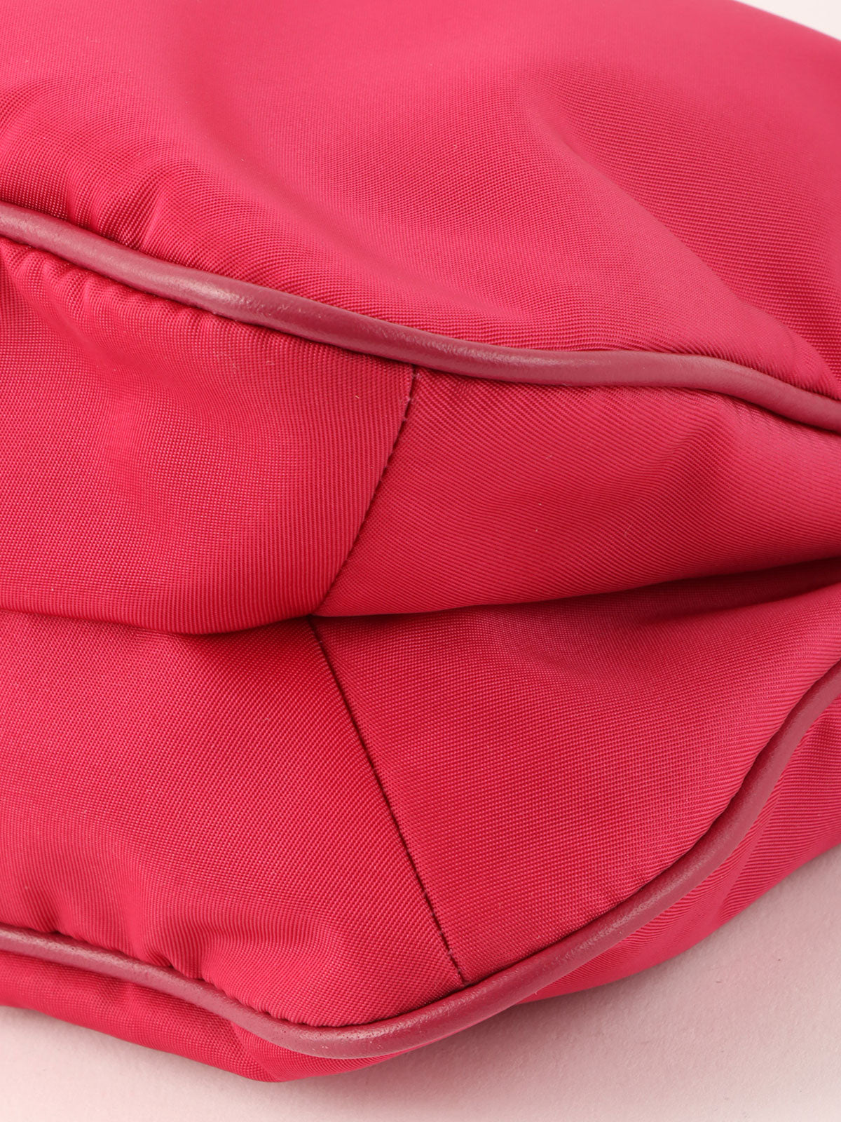 Pink nylon logo plate one-shoulder bag