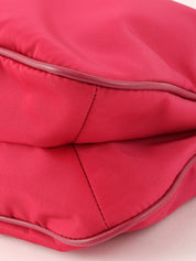 Pink nylon logo plate one-shoulder bag