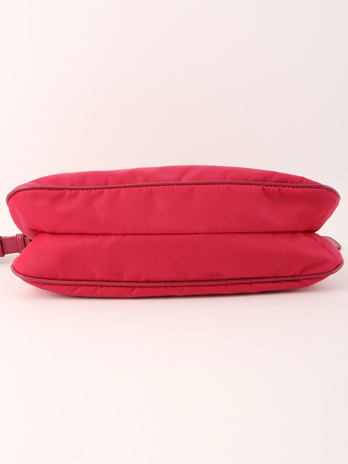 Pink nylon logo plate one-shoulder bag