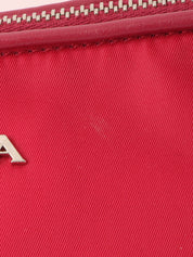 Pink nylon logo plate one-shoulder bag