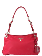 Pink nylon logo plate one-shoulder bag