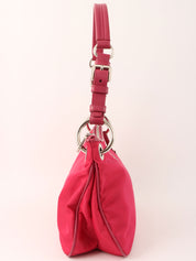 Pink nylon logo plate one-shoulder bag