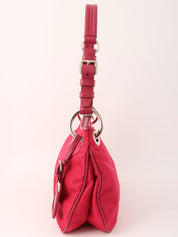 Pink nylon logo plate one-shoulder bag