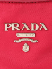 Pink nylon logo plate one-shoulder bag