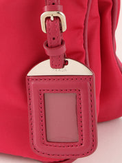 Pink nylon logo plate one-shoulder bag