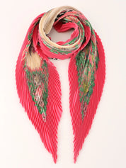 Jungle Love Pattern Pleated Scarf Pink/Multi