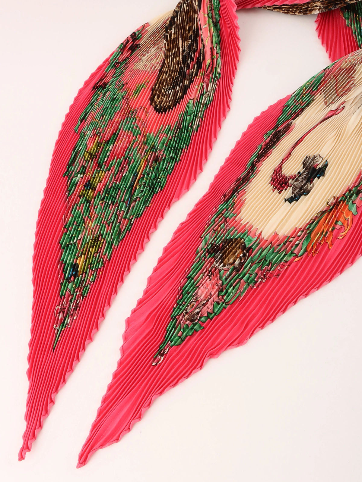 Jungle Love Pattern Pleated Scarf Pink/Multi