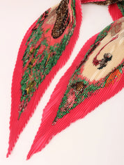 Jungle Love Pattern Pleated Scarf Pink/Multi