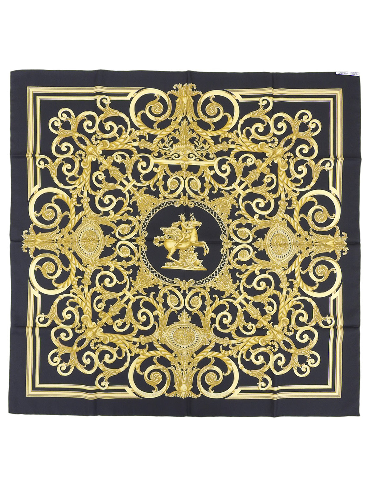 Carré 90 Les Tuileries Pattern Scarf Black/Gold