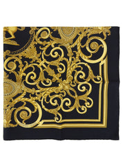 Carré 90 Les Tuileries Pattern Scarf Black/Gold