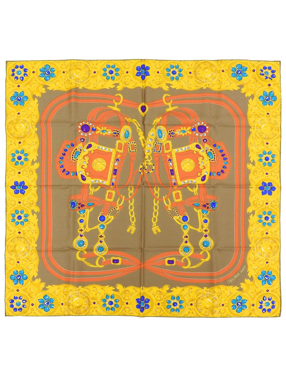 ジュエリーパターンスカーフ イエロー/ベージュ