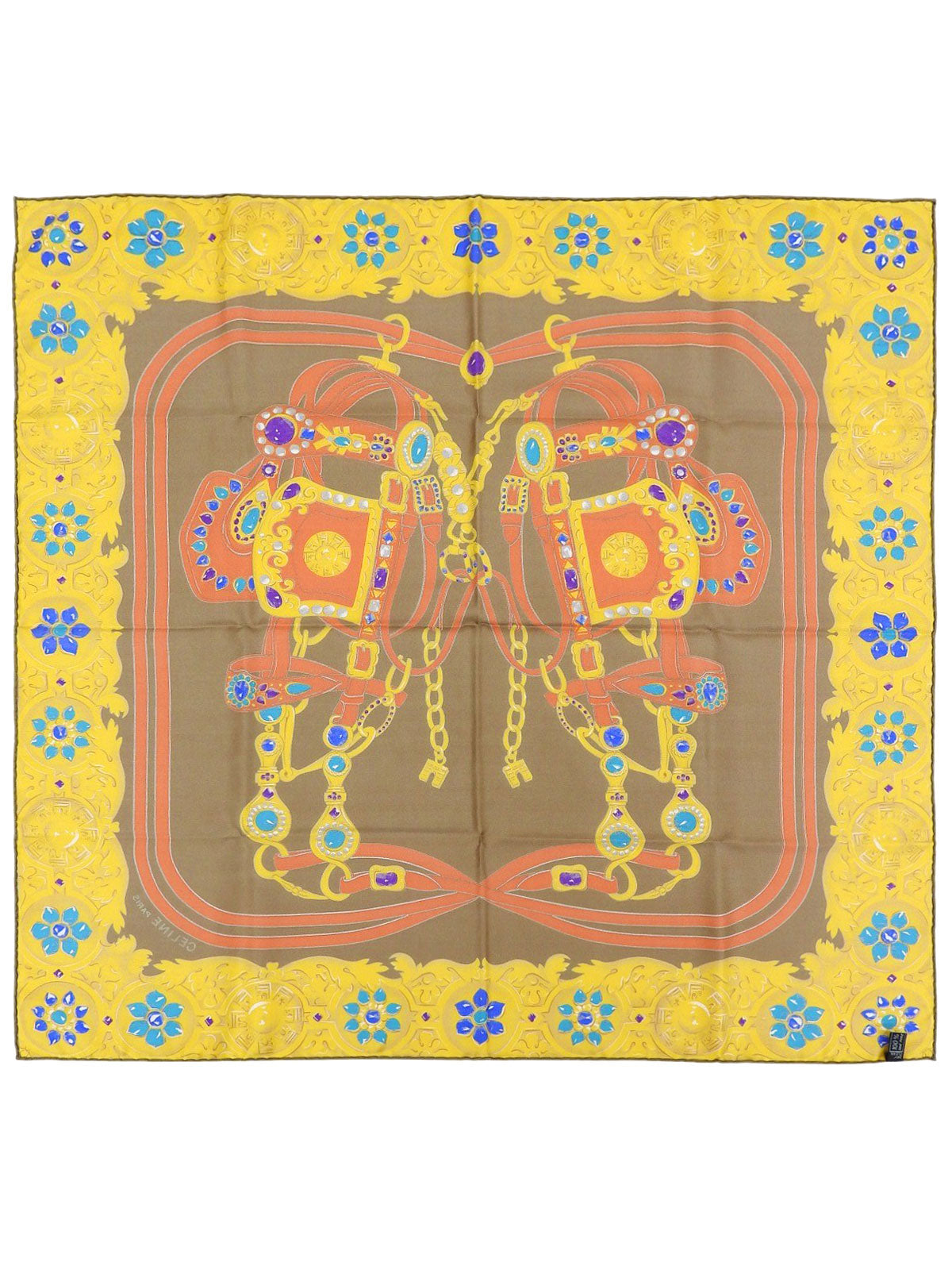 黄/米色珠宝图案围巾