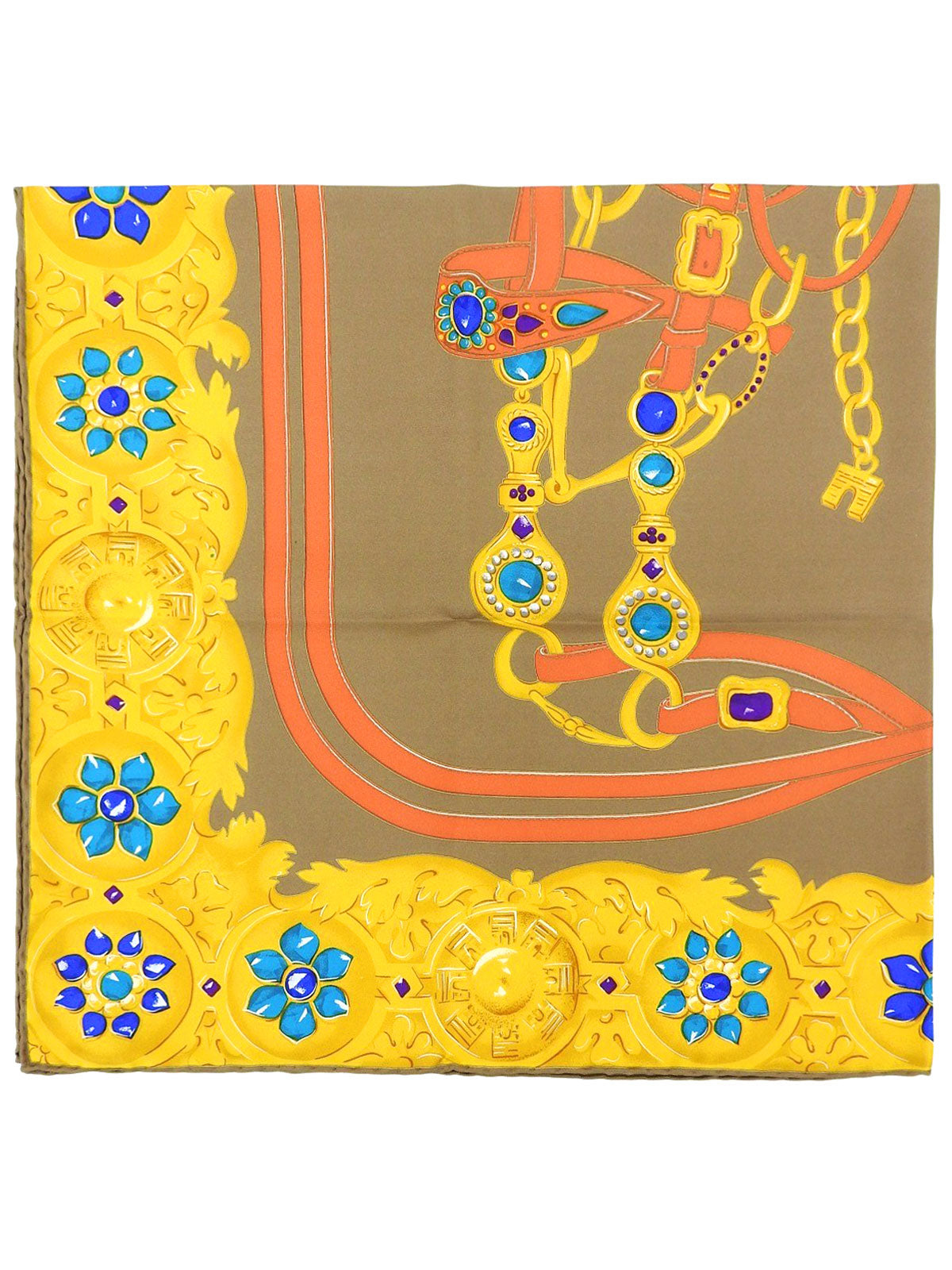 ジュエリーパターンスカーフ イエロー/ベージュ