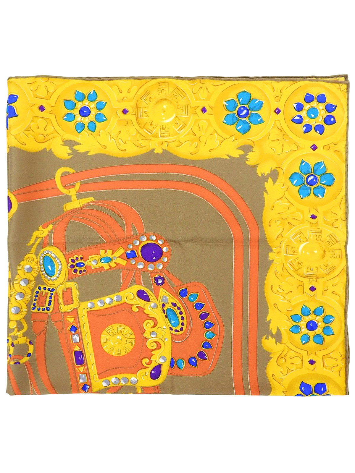 ジュエリーパターンスカーフ イエロー/ベージュ