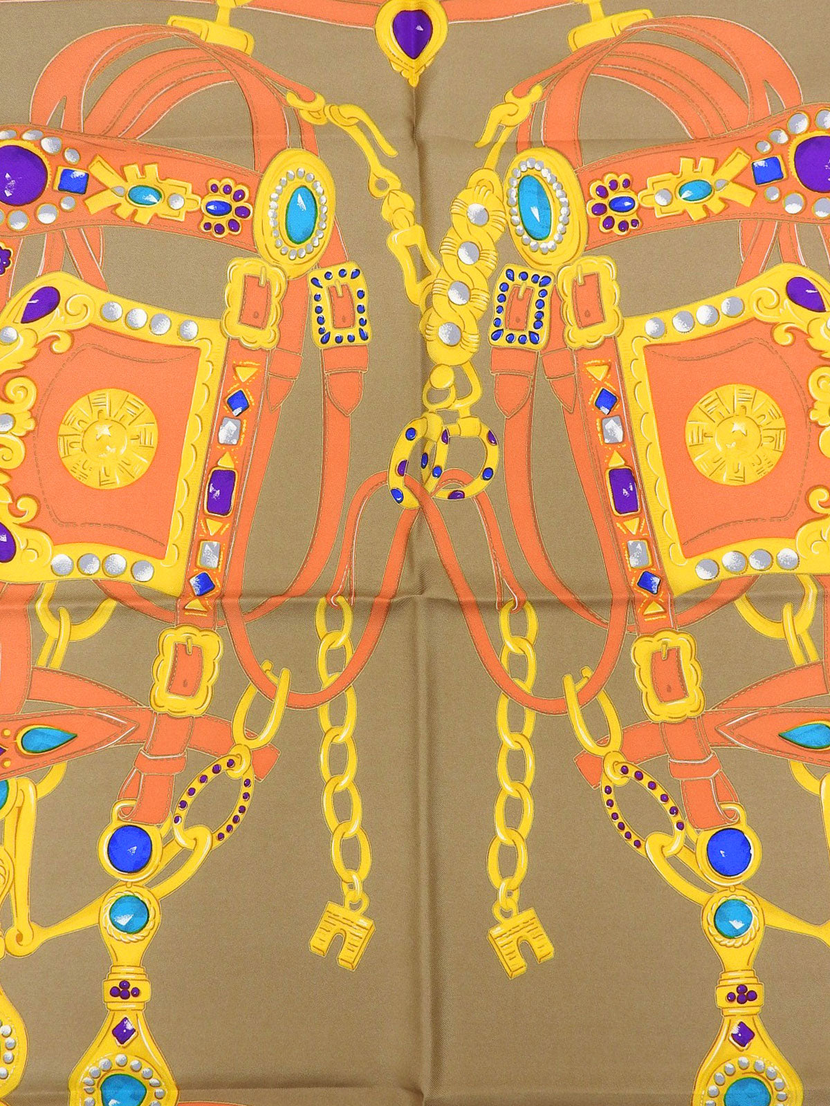 ジュエリーパターンスカーフ イエロー/ベージュ