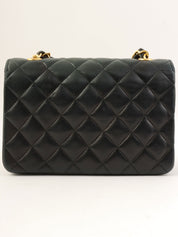 Circa 1985 Circle CC Turn Lock Chain Bag Mini Black