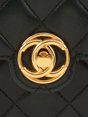 Circa 1985 Circle CC Turn Lock Chain Bag Mini Black