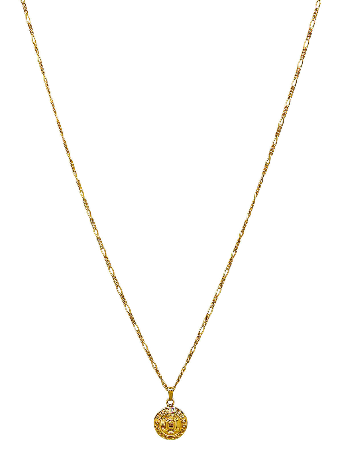 Round Macadam Plate Necklace in Gold