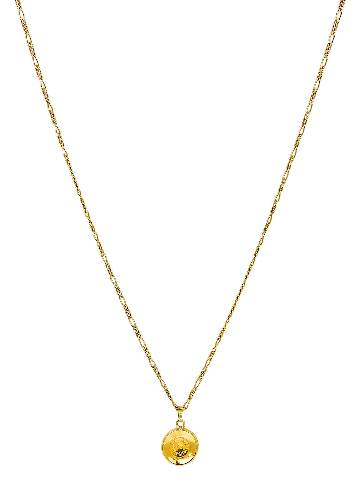 Round Macadam Plate Necklace in Gold