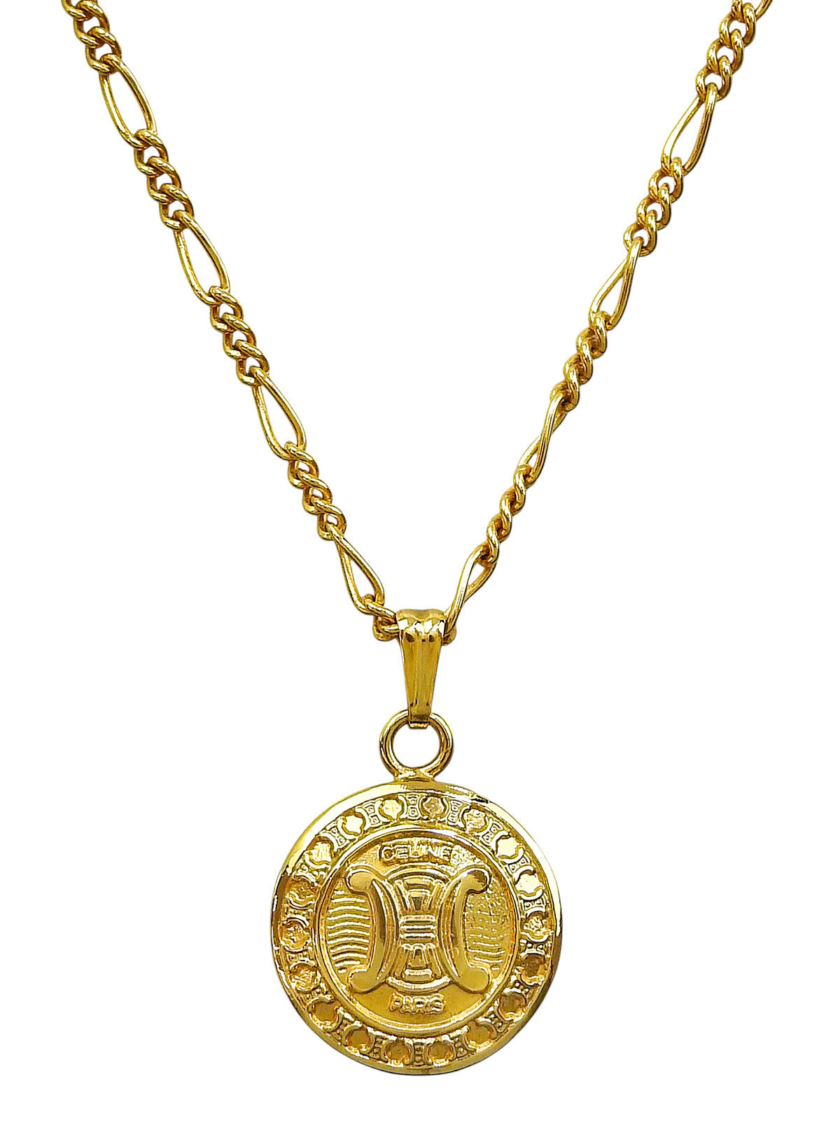 Round Macadam Plate Necklace in Gold