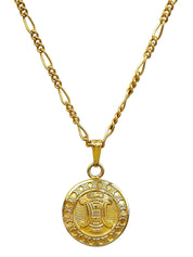 Round Macadam Plate Necklace in Gold