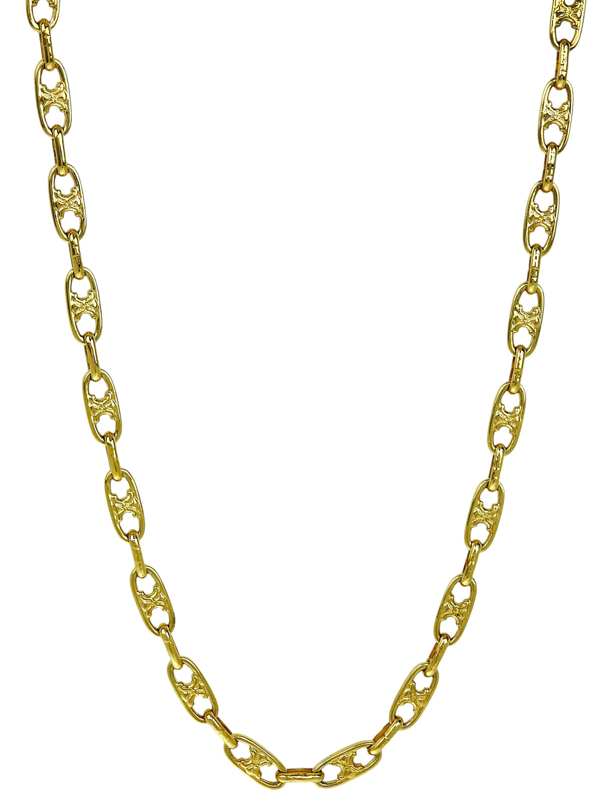 Oval Macadam Chain Necklace Gold