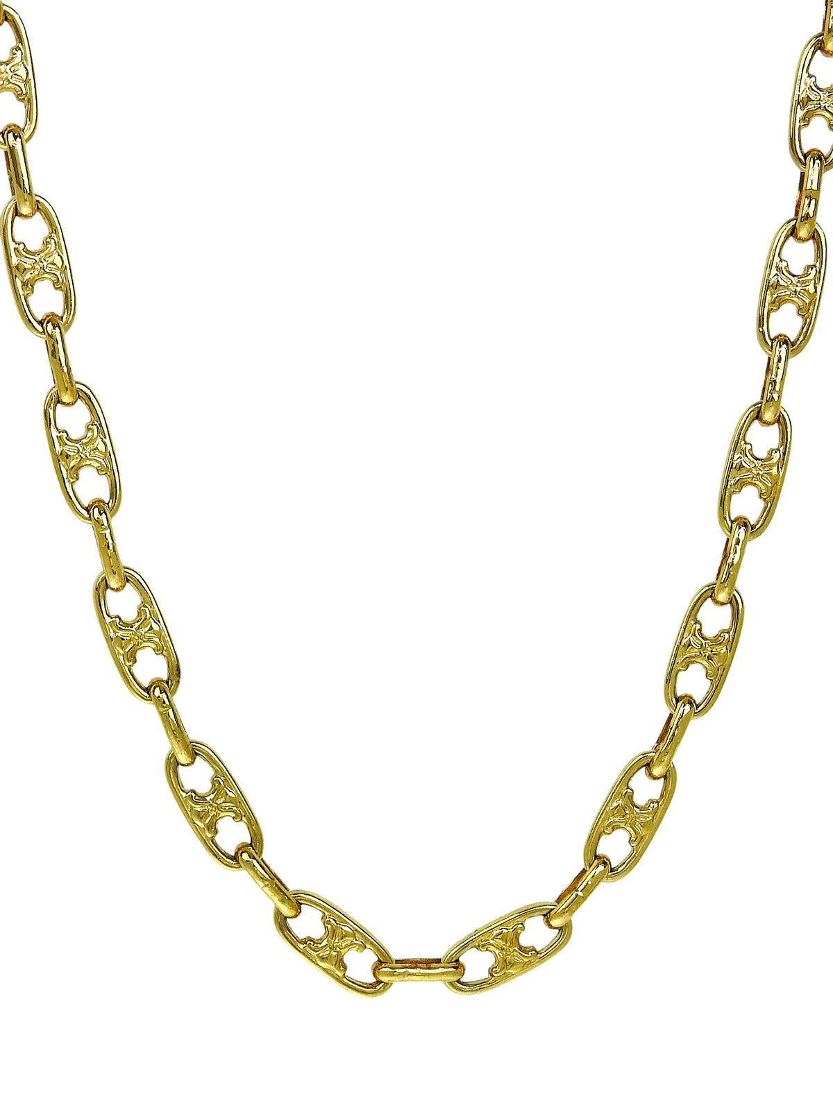 Oval Macadam Chain Necklace Gold