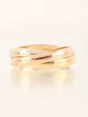 18K Trinity ring in white gold, yellow gold, or pink gold