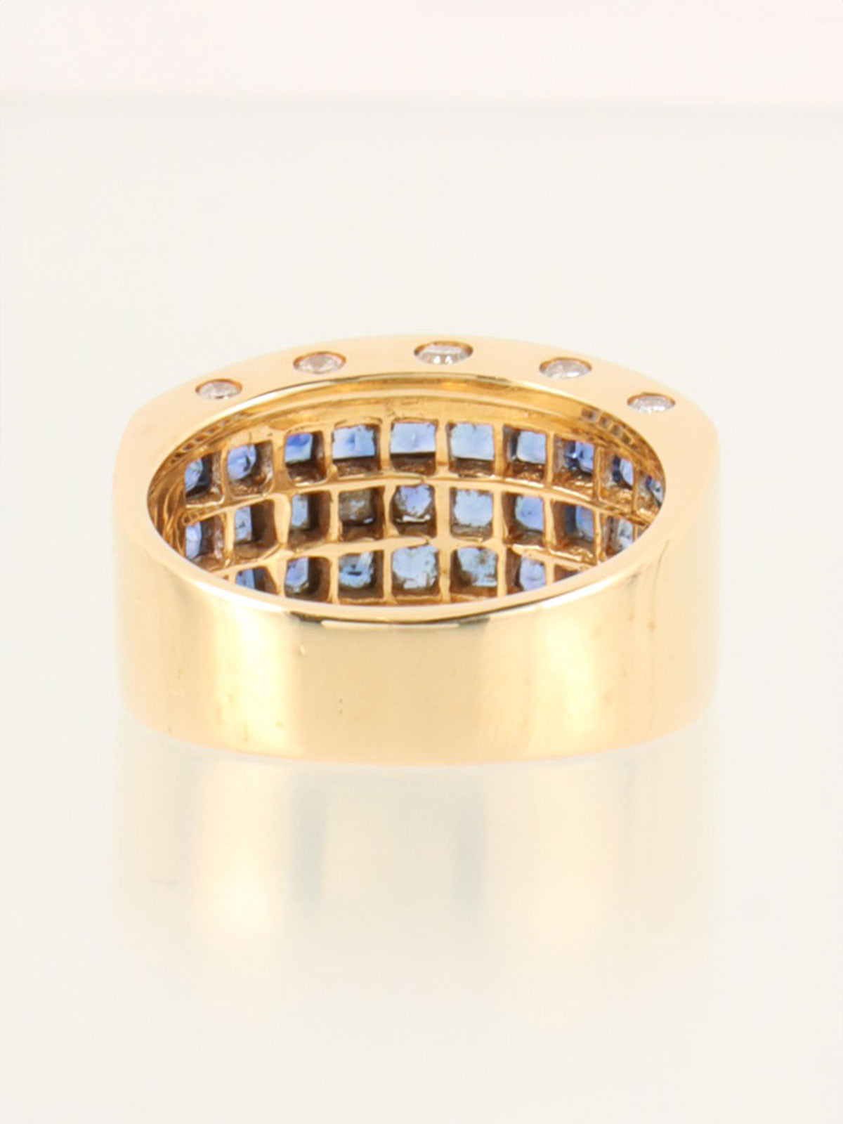 18K Gold/Blue Sapphire and Diamond Ring