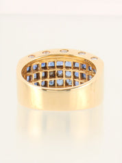 18K Gold/Blue Sapphire and Diamond Ring