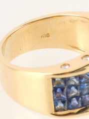 18Kサファイアダイヤモンドリング ゴールド/ブルー