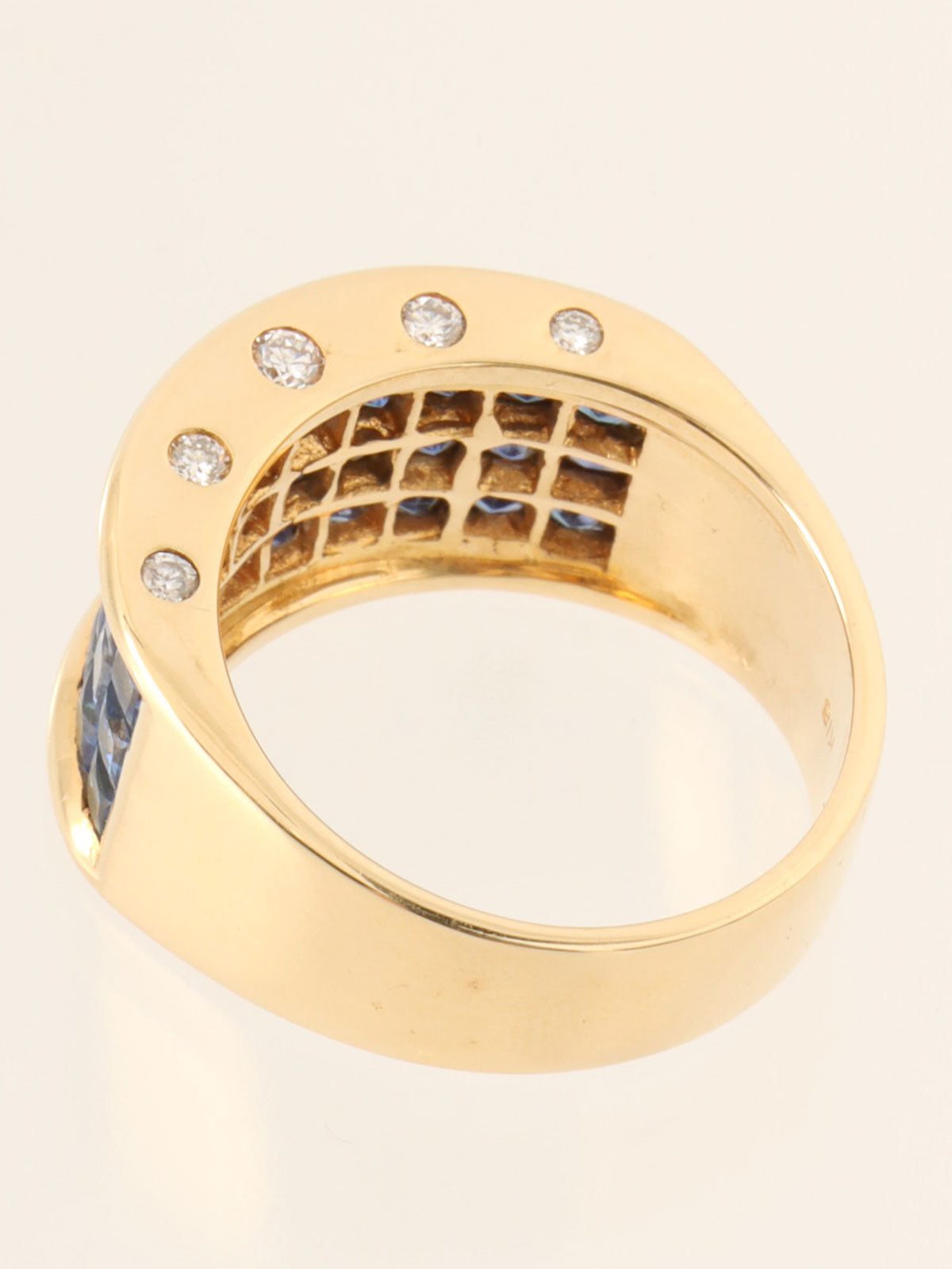 18Kサファイアダイヤモンドリング ゴールド/ブルー